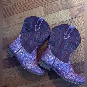 Motasha Pink Glitter Western Cowboy Boots SZ 4 Child  Bling Sparkle